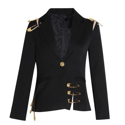 TWOTWINSTYLE Loose Fit Black Blazer