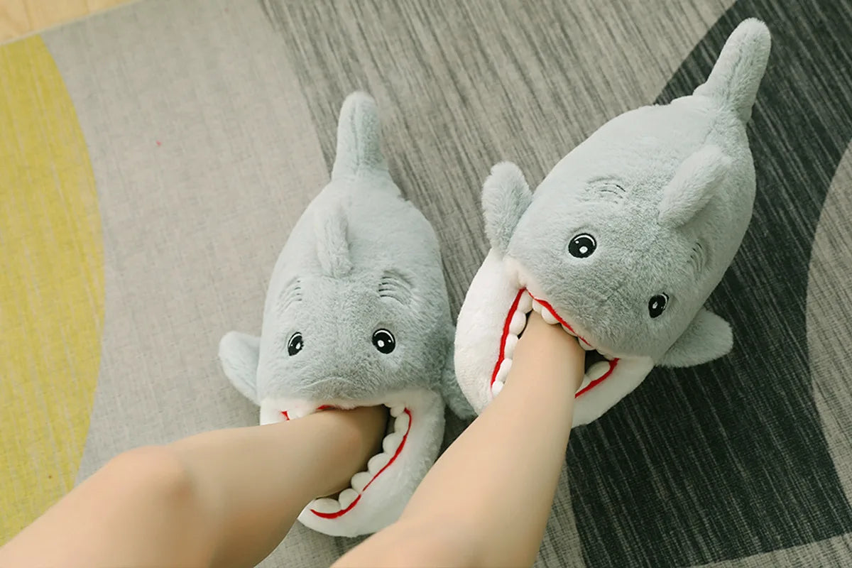 Shark plush shoes