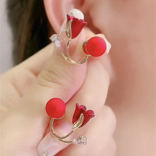 Red Rose Earring