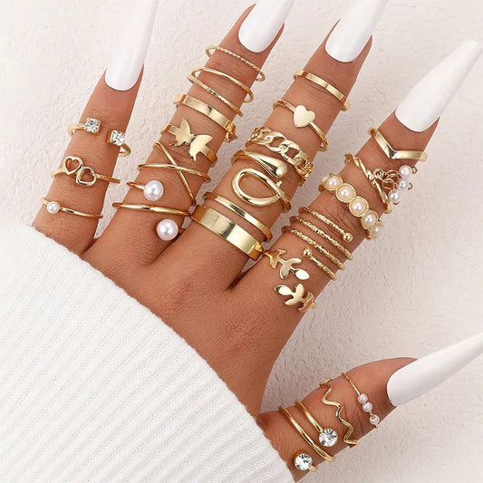 22Pcs/Set Gold Color Rings