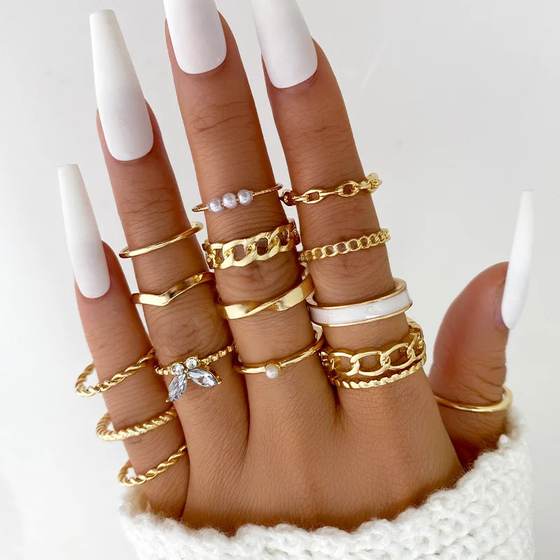 22Pcs/Set Gold Color Rings