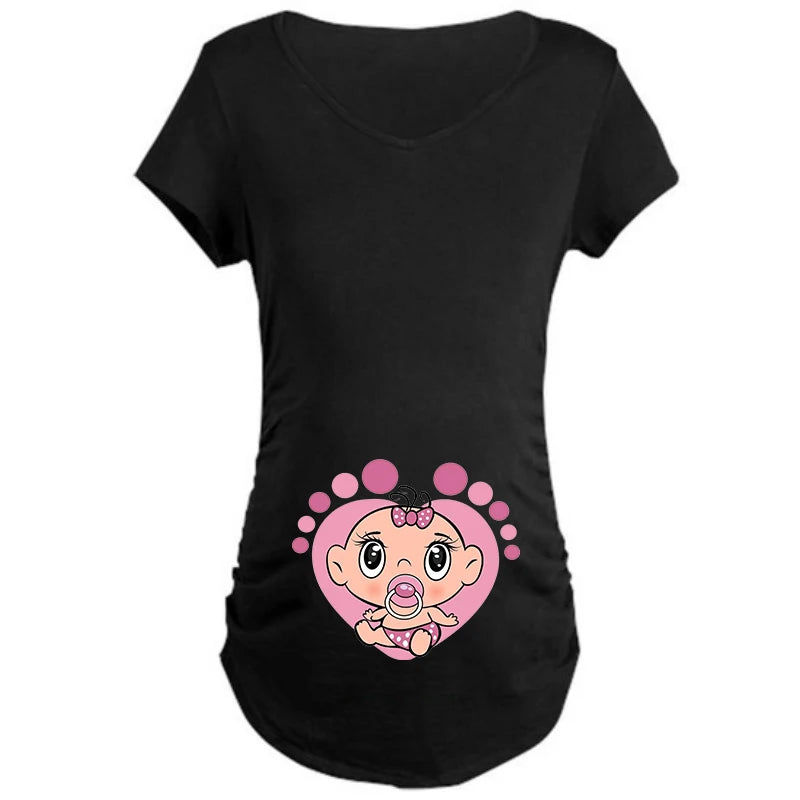 Cute Baby Print Pregnancy T-shirt Size