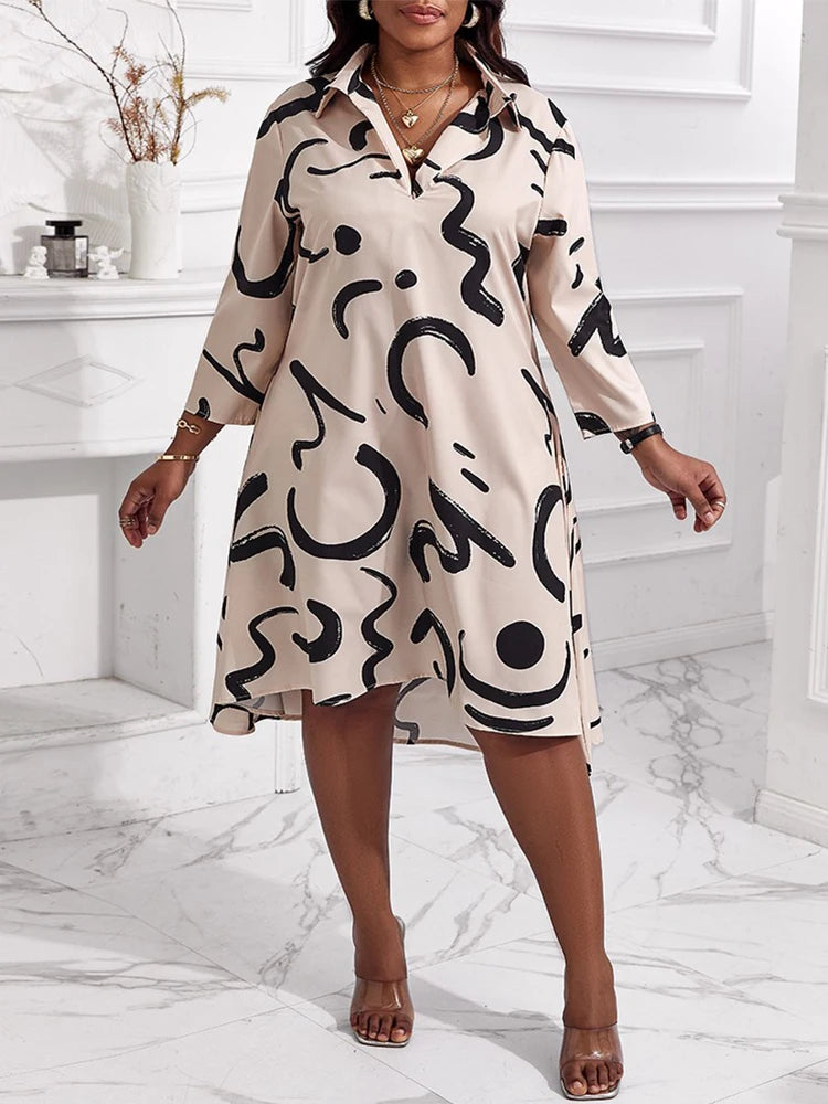 NEW Casual Plus Size Abstract Print Dress