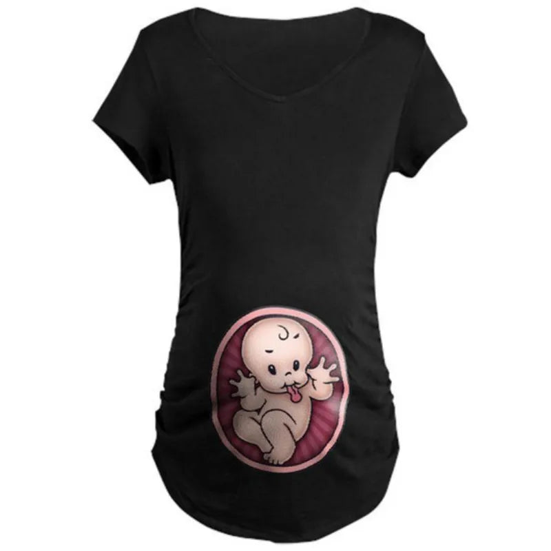 Cute Baby Print Pregnancy T-shirt Size