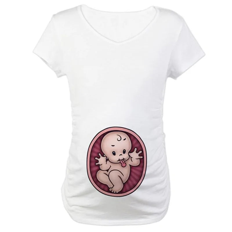 Cute Baby Print Pregnancy T-shirt Size