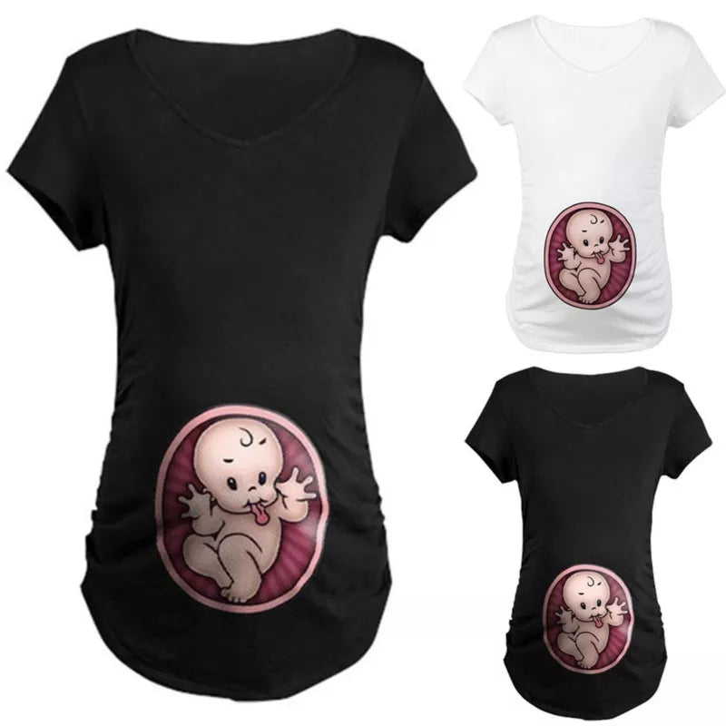 Cute Baby Print Pregnancy T-shirt Size