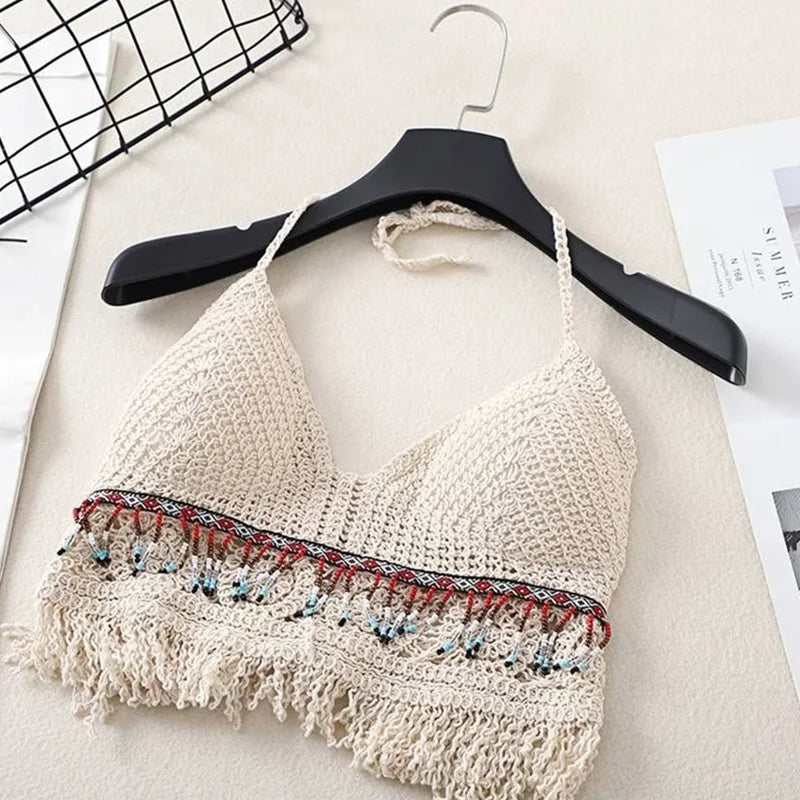 Sexy Boho Beach Crochet Knit Swimsuit Bra