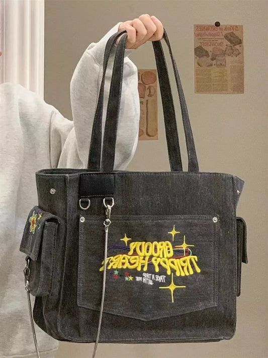 Washed Canvas  Portable Bag