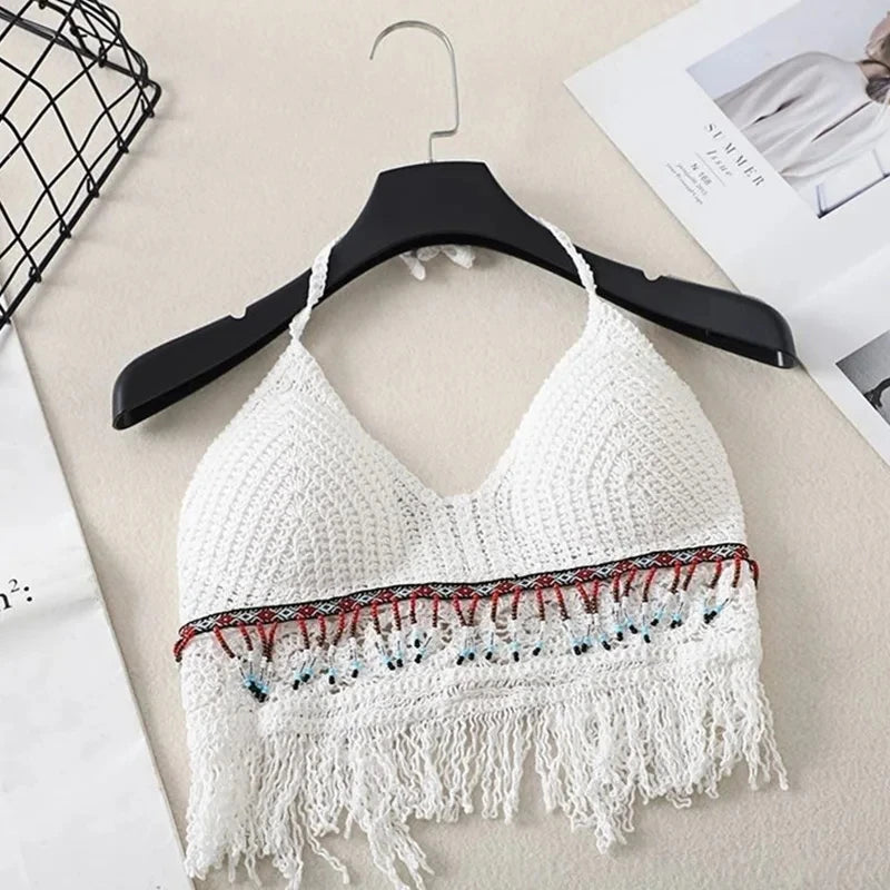 Sexy Boho Beach Crochet Knit Swimsuit Bra