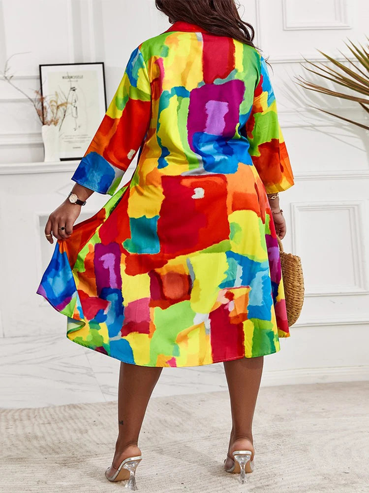 NEW Casual Plus Size Abstract Print Dress