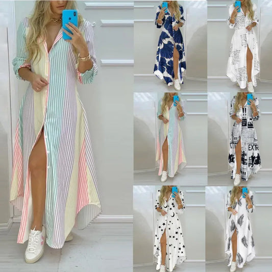 Boho Printed Long Shirts Dress